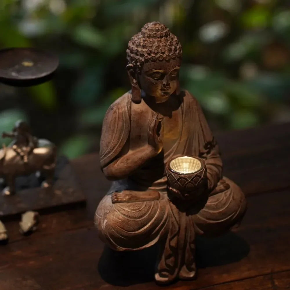 Buddha Solar Light Resin Statue