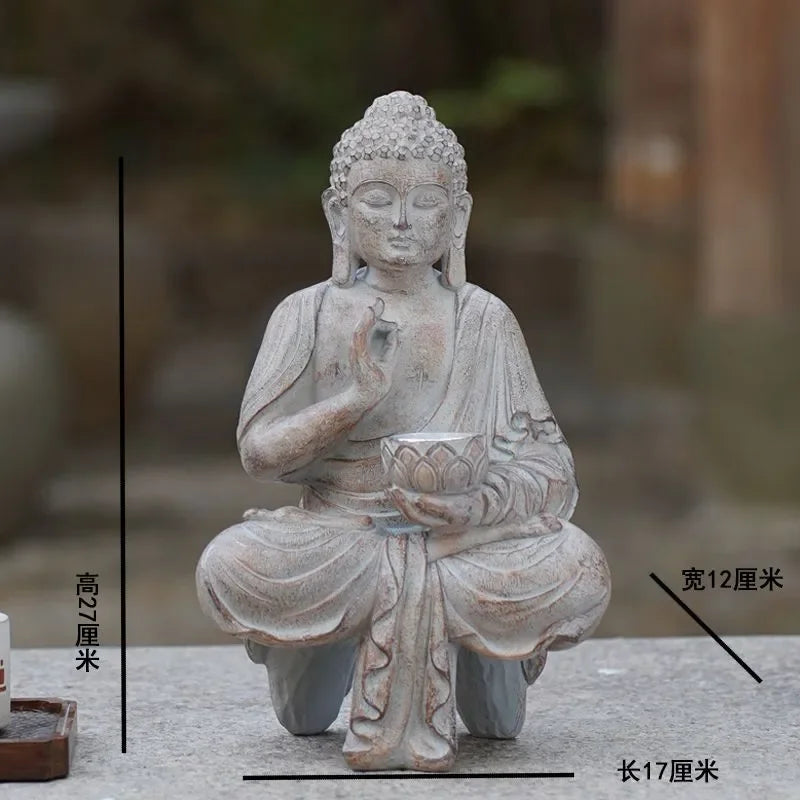 Buddha Solar Light Resin Statue