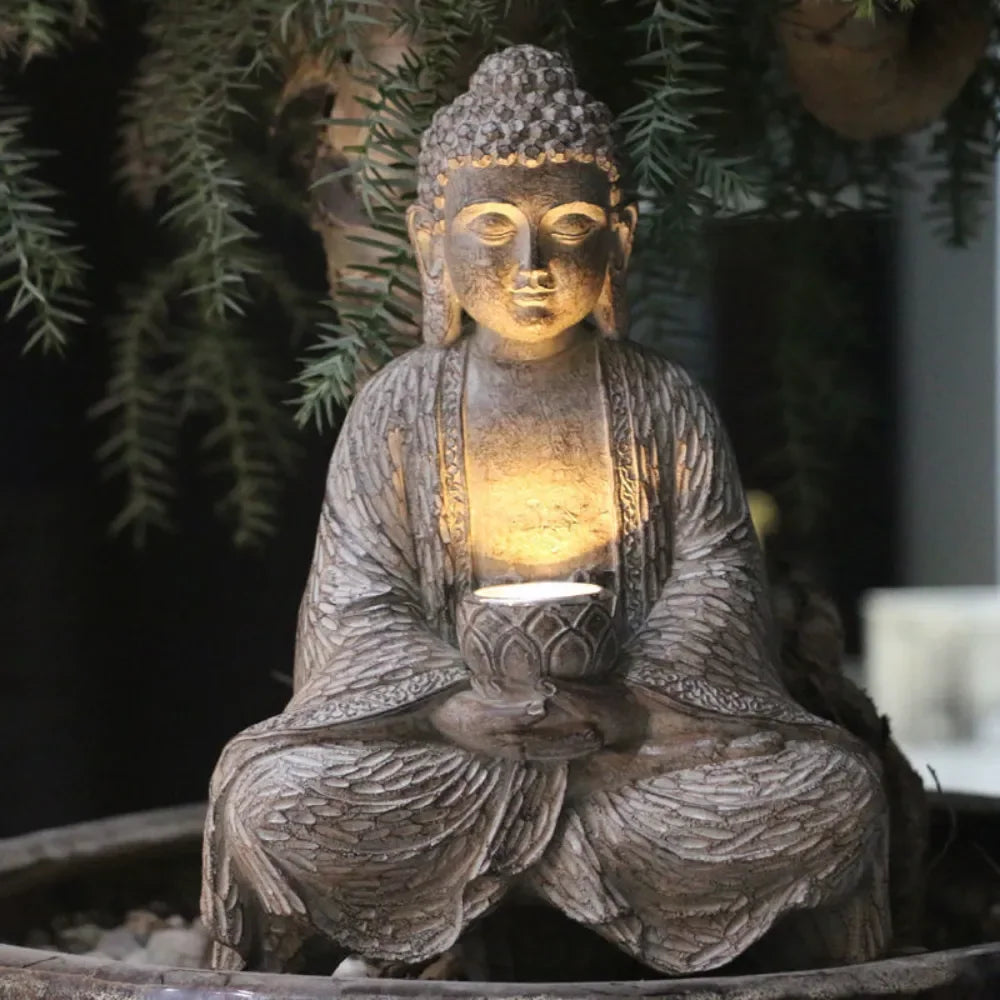 Buddha Solar Light Resin Statue