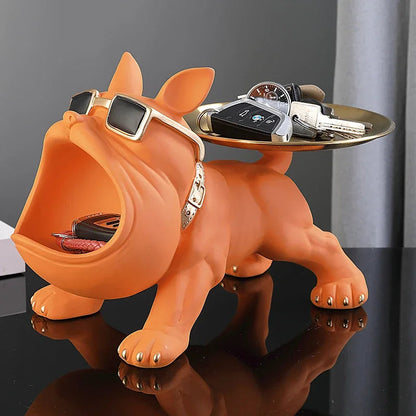 Bulldog Resin Storage Box Statue