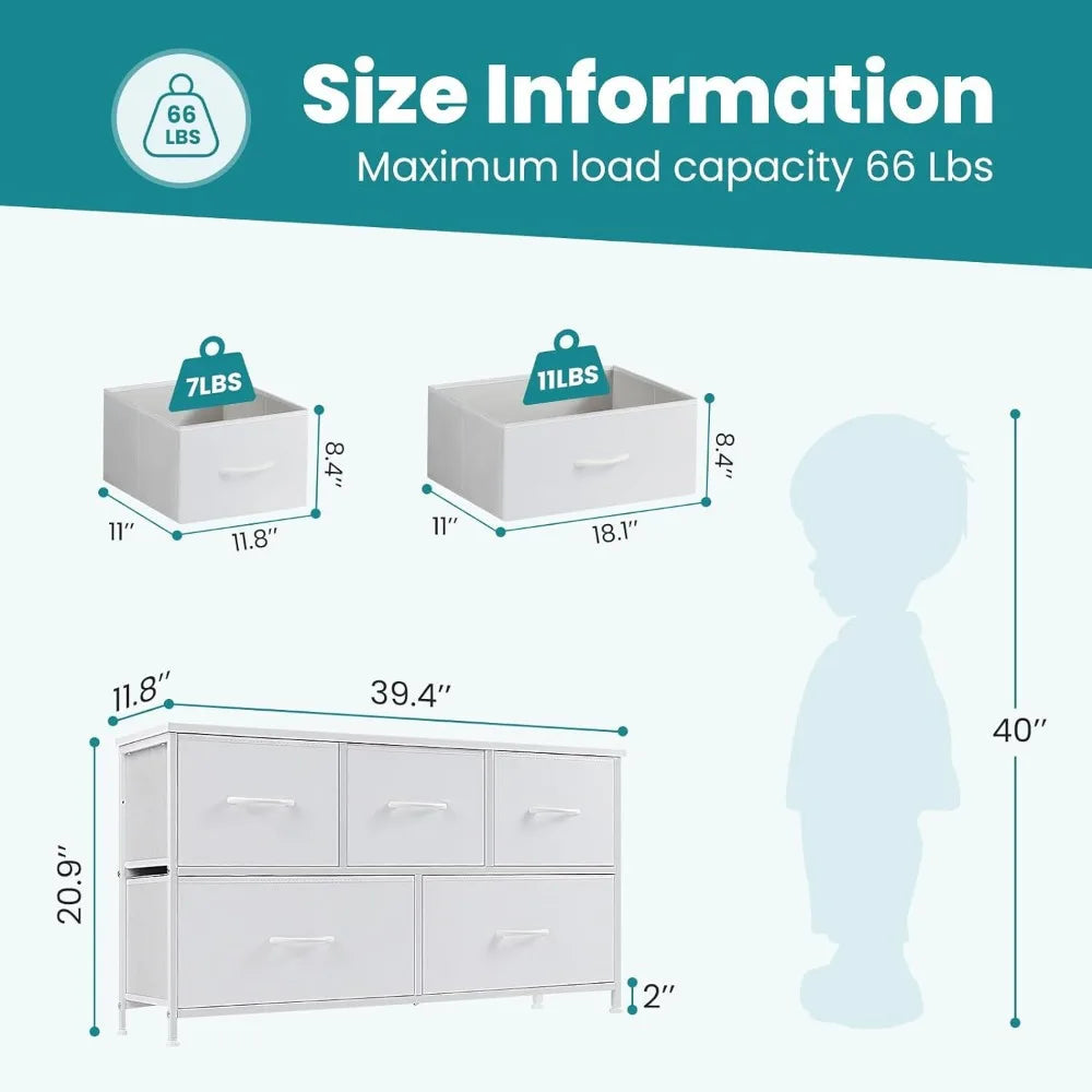 CHENGWEI 5-Drawer Fabric Dresser