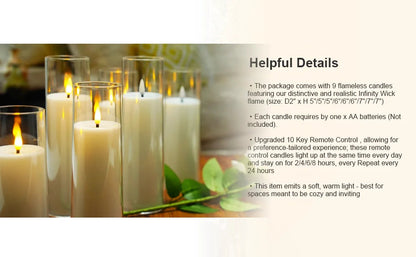 CINOTON 9-Piece LED Flameless Candle Set