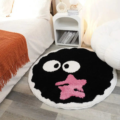 CODROK Black Shaggy Round Rug