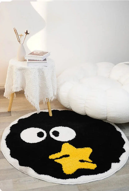 CODROK Black Shaggy Round Rug