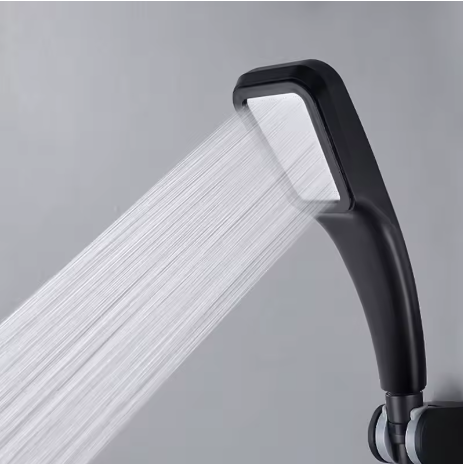 Ducha de lluvia de alta presión negra Decorbites™ con soporte y boquilla ahorradora de agua