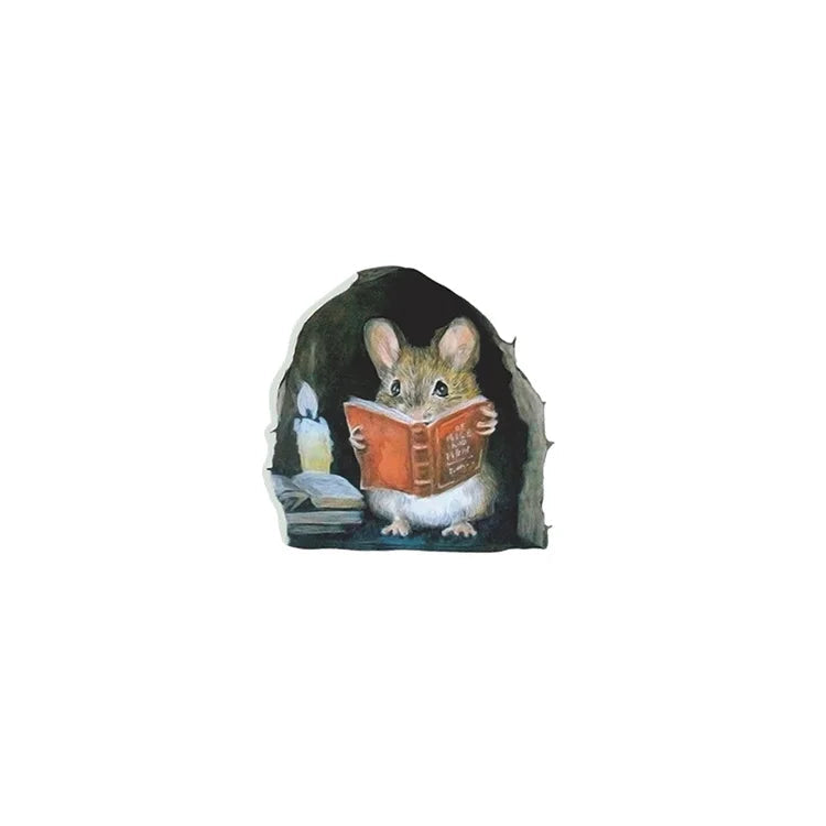 Cartoon Mouse Reading Wall Sticker