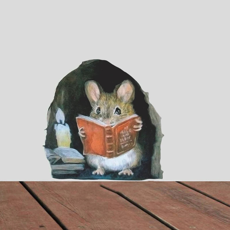 Cartoon Mouse Reading Wall Sticker