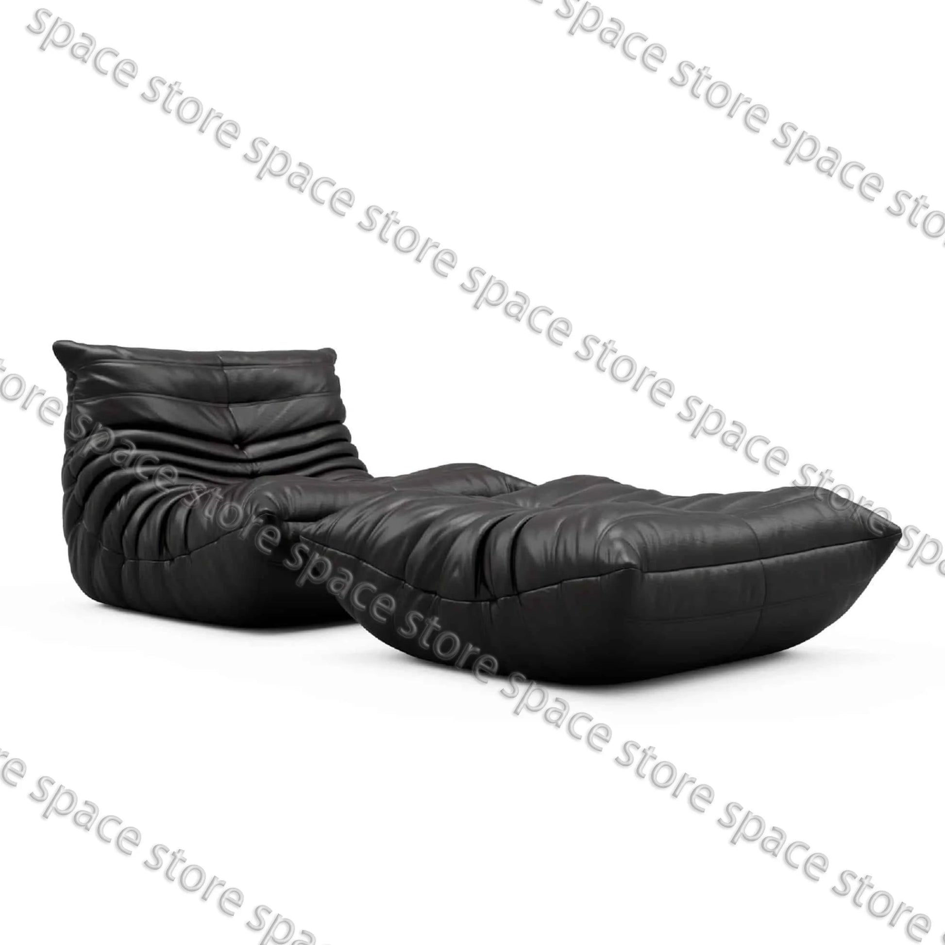 Caterpillar Black Leather Sofa Chair