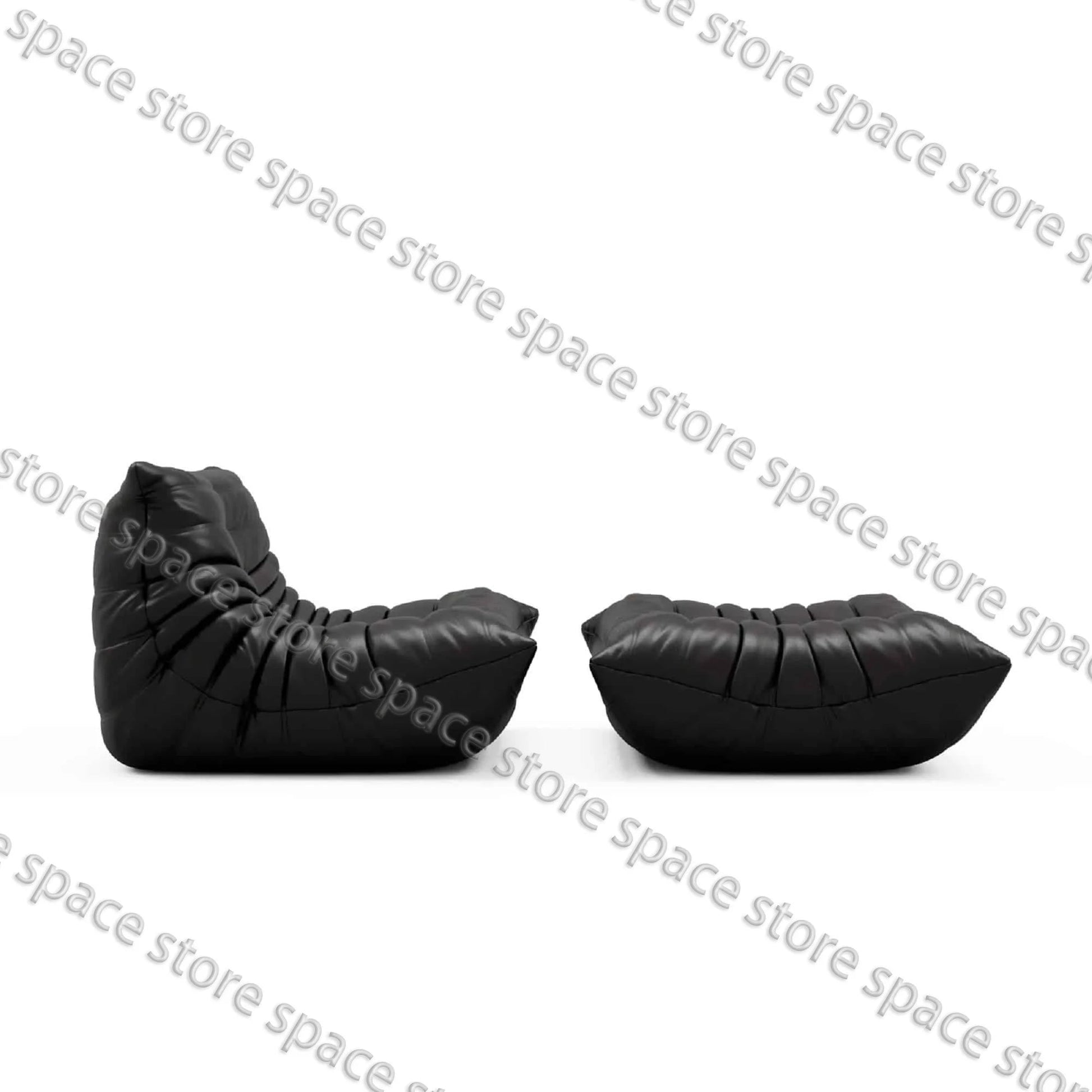 Caterpillar Black Leather Sofa Chair