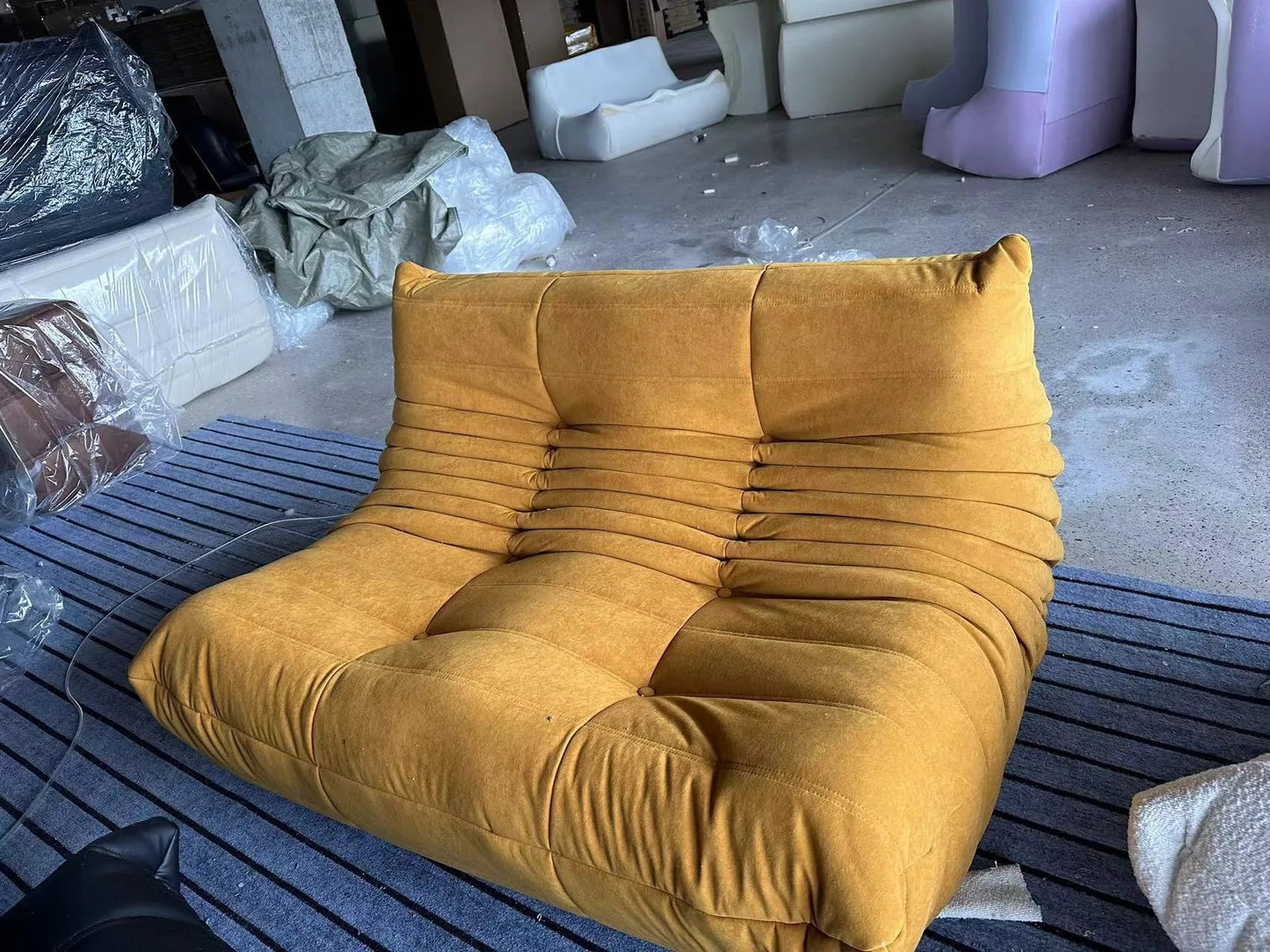 Caterpillar Velvet Single Sofa Chair