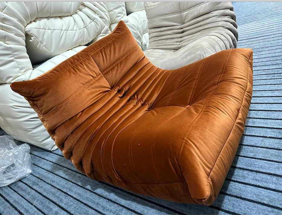 Caterpillar Velvet Single Sofa Chair