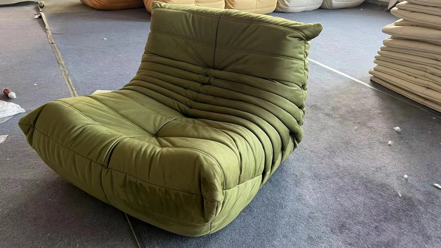 Caterpillar Velvet Single Sofa Chair