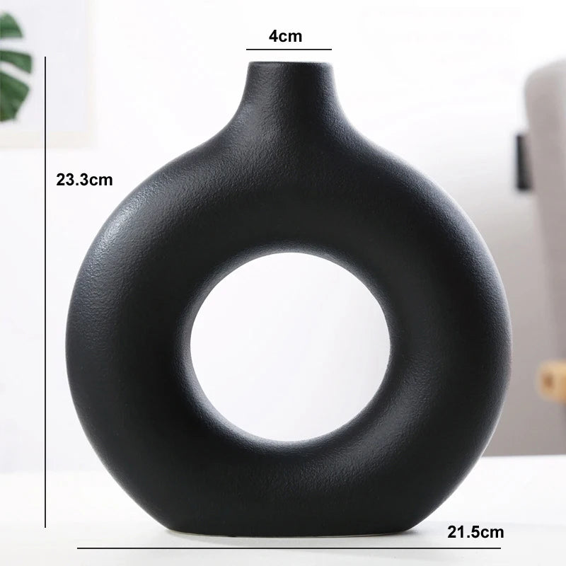 Ceramic Circular Hollow Decorative Vase