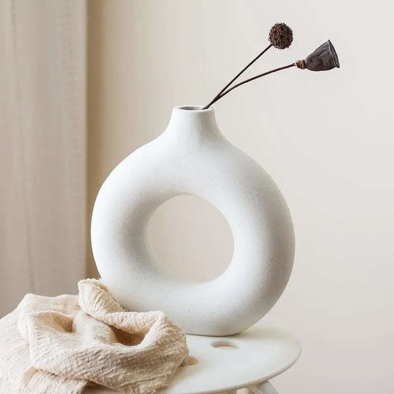 Ceramic Circular Hollow Decorative Vase