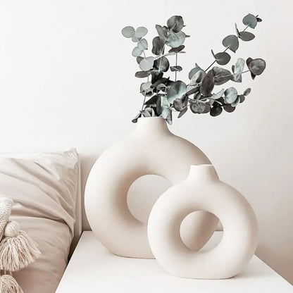 Ceramic Circular Hollow Decorative Vase