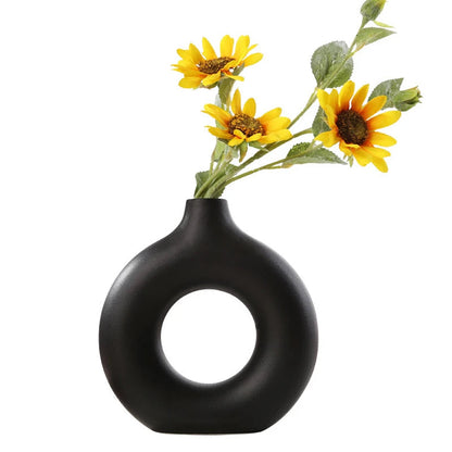 Ceramic Circular Hollow Decorative Vase