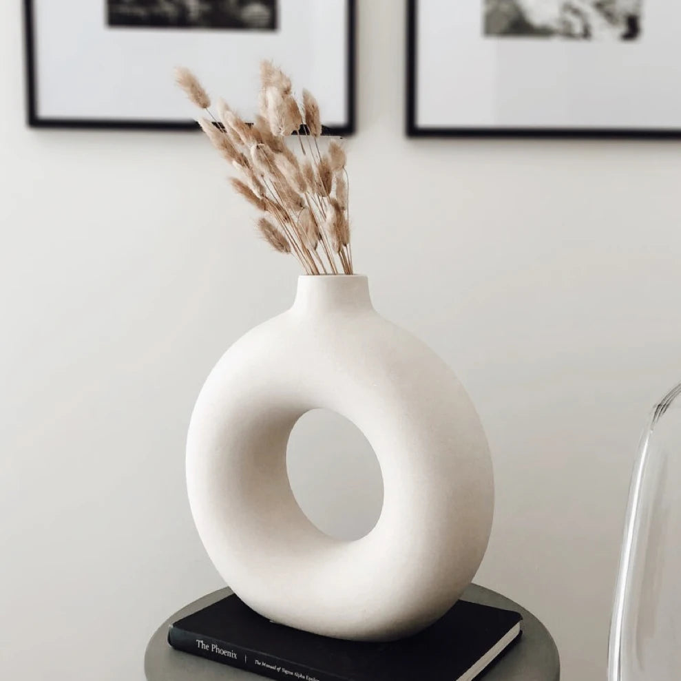 Ceramic Circular Hollow Decorative Vase