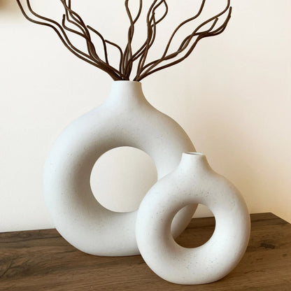 Ceramic Circular Hollow Decorative Vase