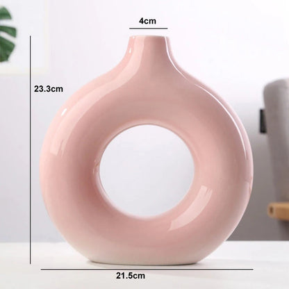 Ceramic Circular Hollow Decorative Vase