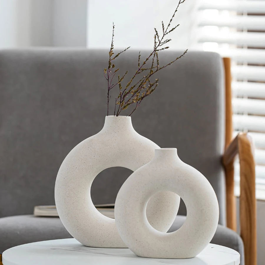 Ceramic Circular Hollow Decorative Vase