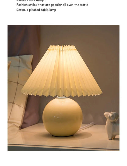 Ceramic Nordic Table Lamp, Pleated