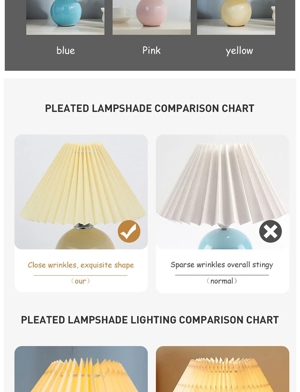 Ceramic Nordic Table Lamp, Pleated