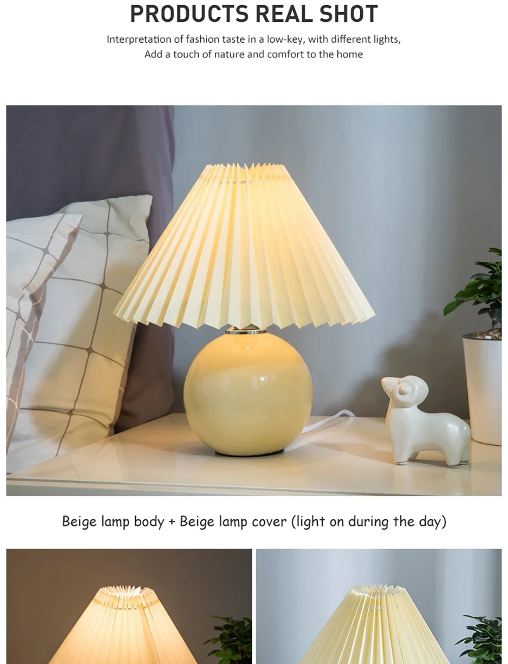 Ceramic Nordic Table Lamp, Pleated