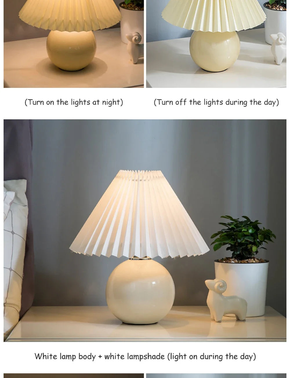 Ceramic Nordic Table Lamp, Pleated