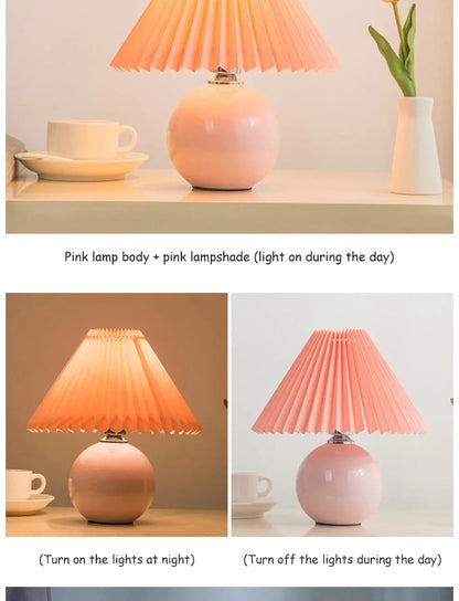 Ceramic Nordic Table Lamp, Pleated