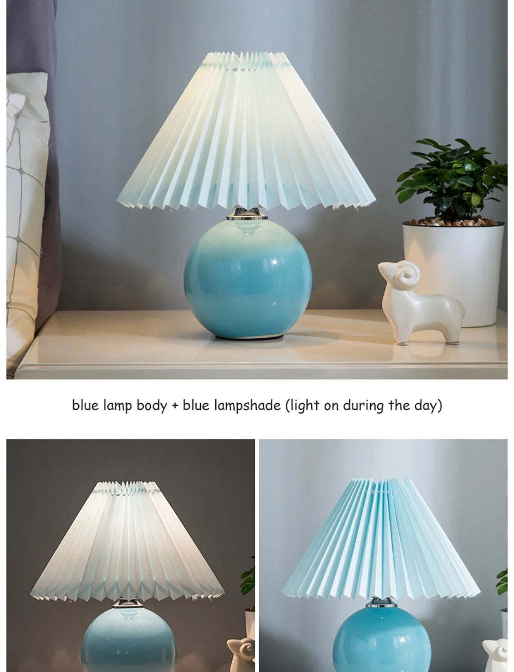 Ceramic Nordic Table Lamp, Pleated