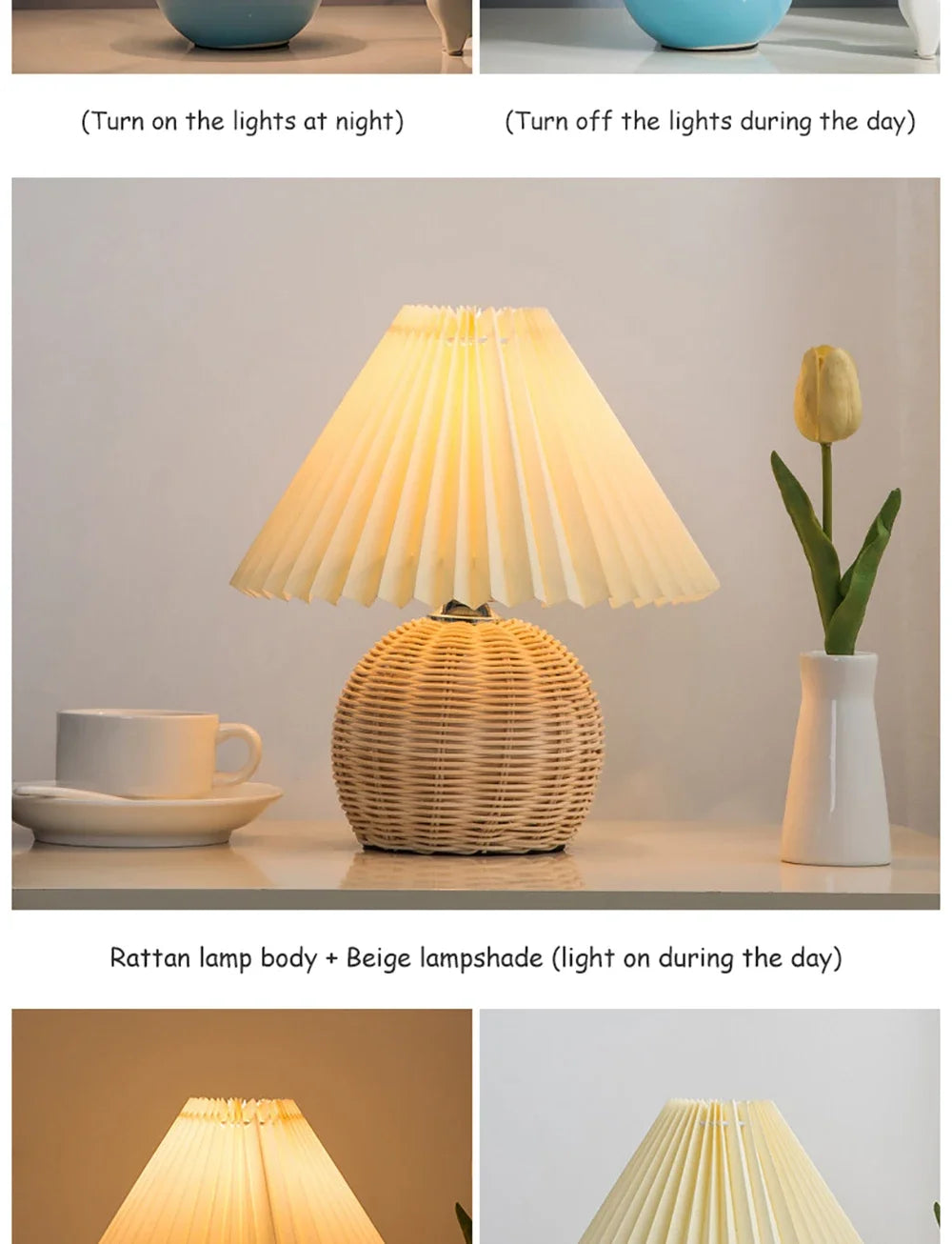 Ceramic Nordic Table Lamp, Pleated