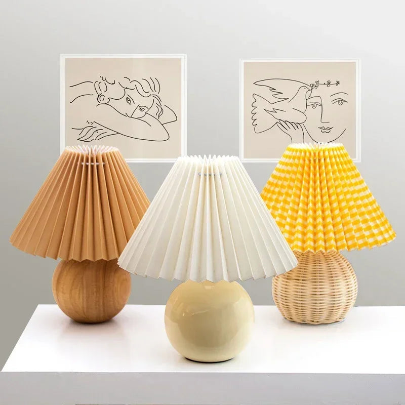 Ceramic Nordic Table Lamp, Pleated