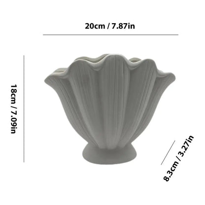 Ceramic Shell-Shaped Vase for Flowers