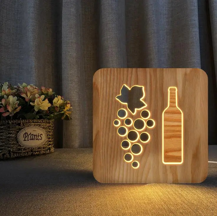 Charming LED Wood Night Light