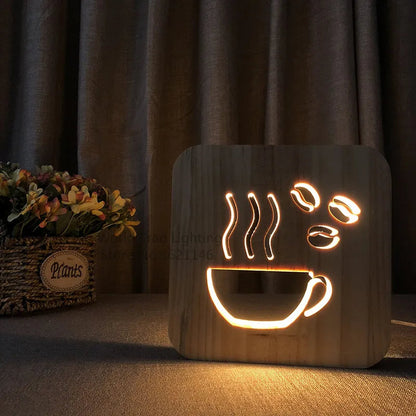 Charming LED Wood Night Light