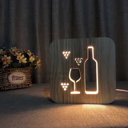 Charming LED Wood Night Light