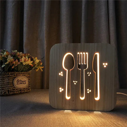 Charming LED Wood Night Light