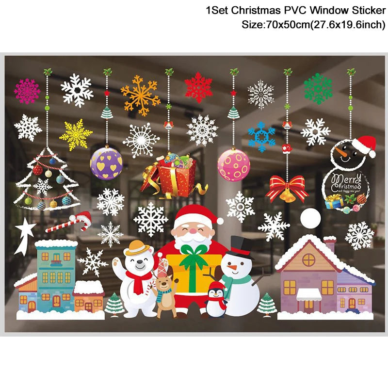 Christmas Santa Snowflake Window Stickers