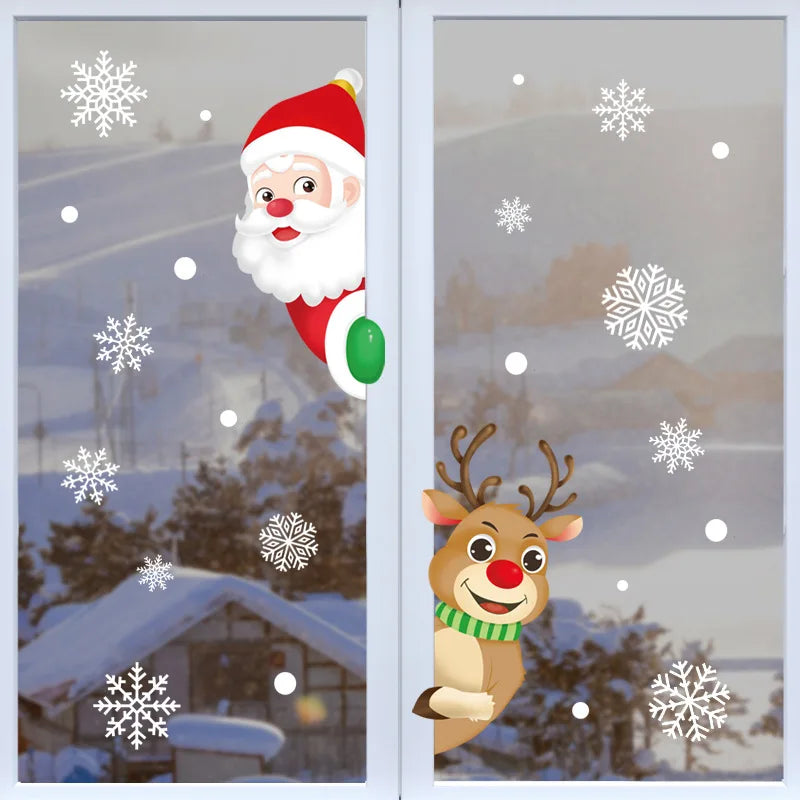 Christmas Santa Snowflake Window Stickers