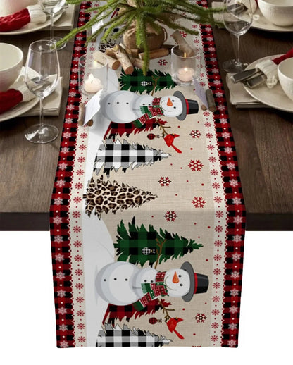 Christmas Tree Linen Table Runner