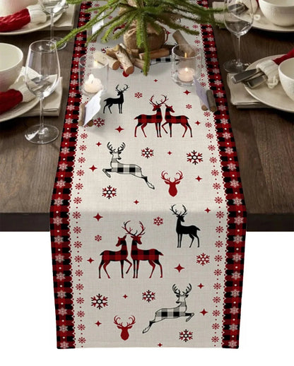 Christmas Tree Linen Table Runner