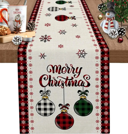 Christmas Tree Linen Table Runner