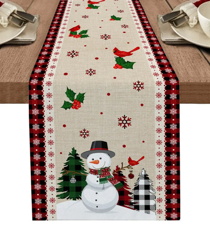 Christmas Tree Linen Table Runner