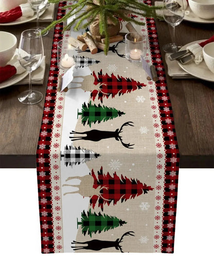 Christmas Tree Linen Table Runner