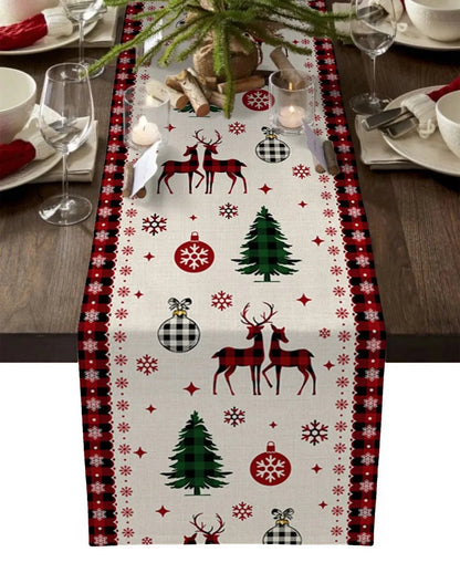 Christmas Tree Linen Table Runner