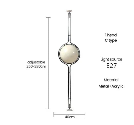 Chrome Metal White Acrylic Floor Lamp