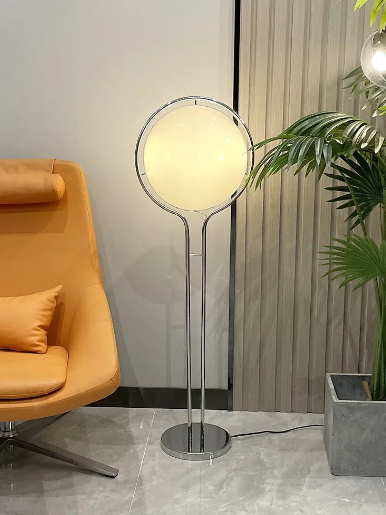 Chrome Metal White Acrylic Floor Lamp