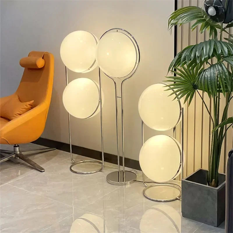 Chrome Metal White Acrylic Floor Lamp