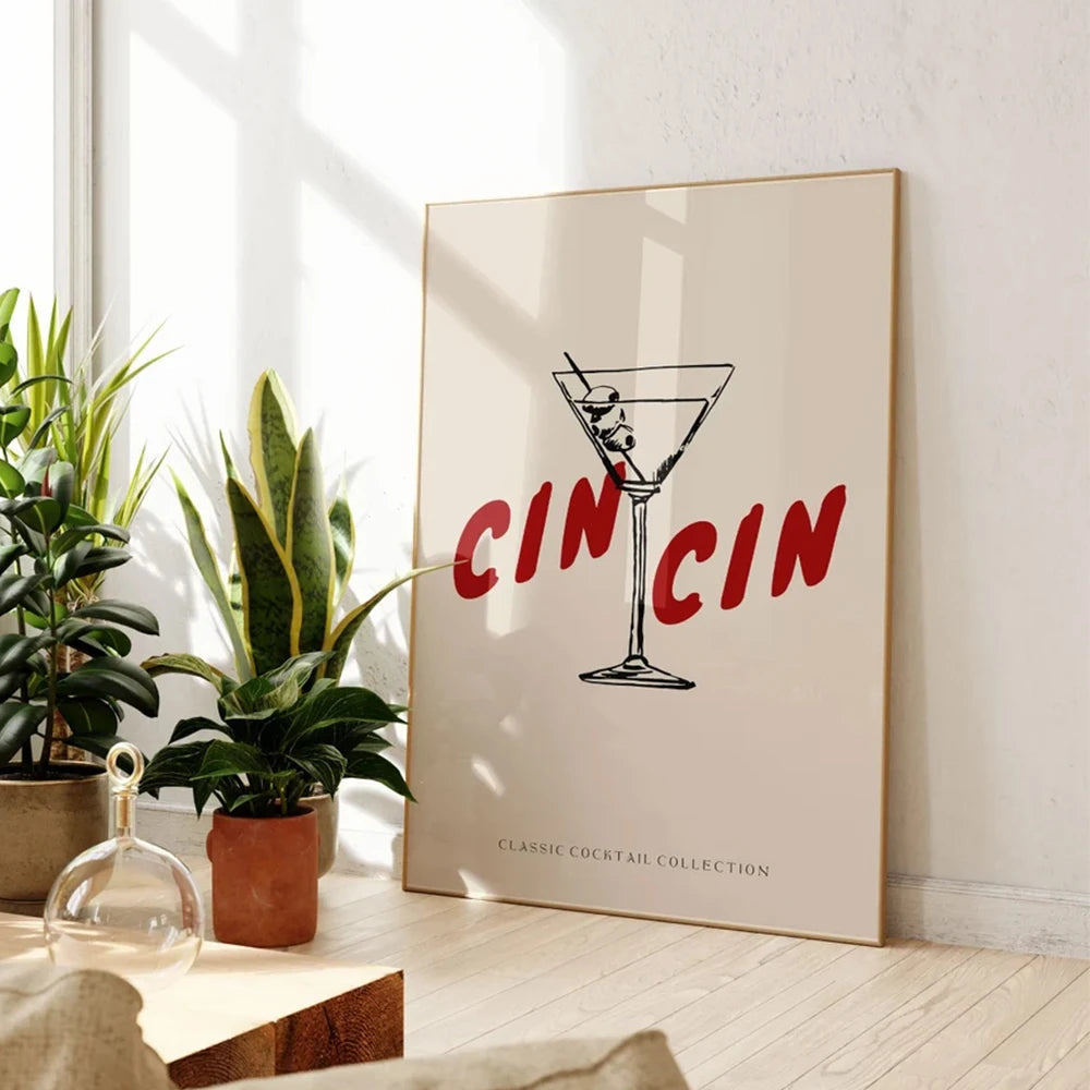 Cin Cin Cheers Cocktail Canvas Art