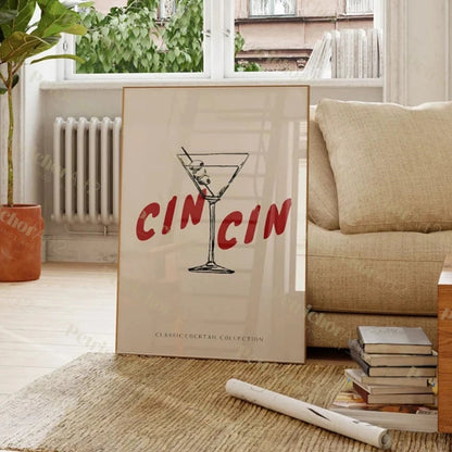 Cin Cin Cheers Cocktail Canvas Art